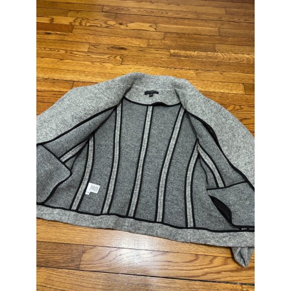 Ann Taylor Womens Boiled Wool Coat Size MP Petite Medium Gray Zip Up Pockets - Picture 7 of 8